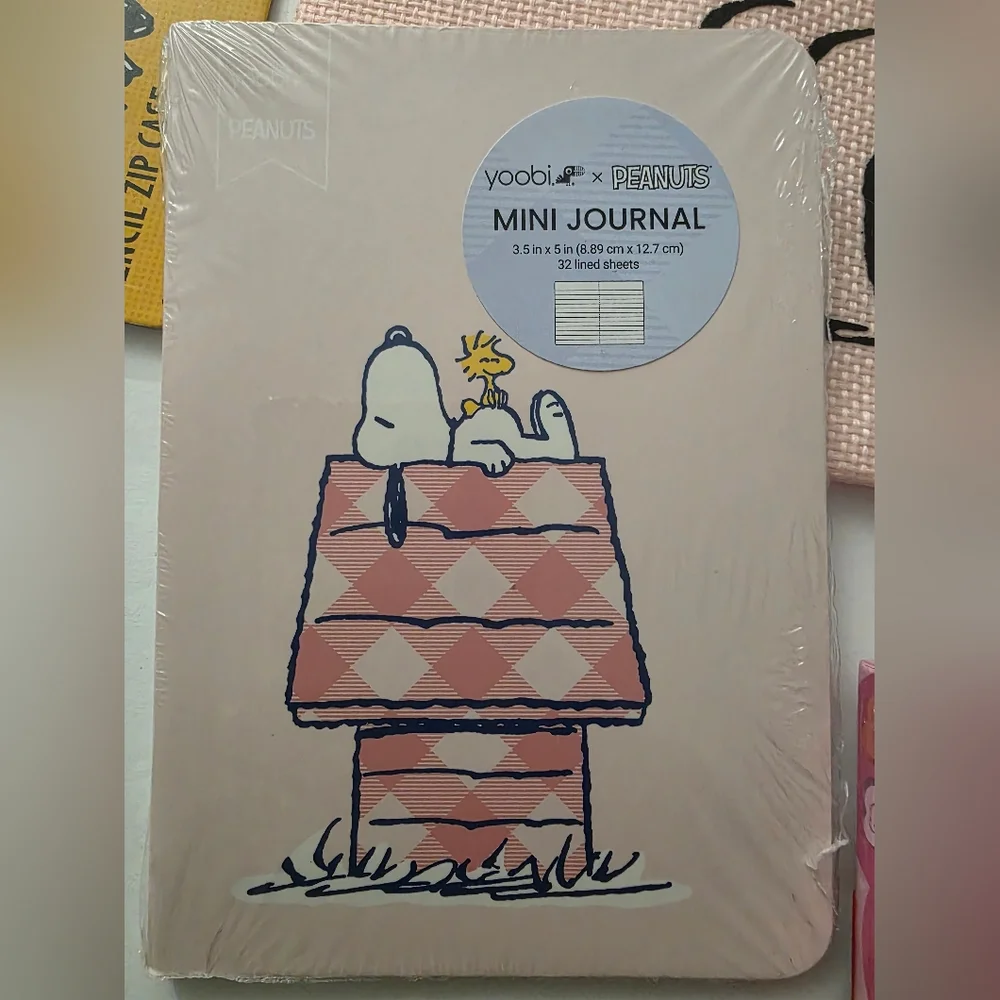 Peanuts X YOOBI Snoopy Pink Pencil Pouch, Pen, and Mini Journal Gift Set